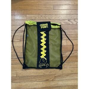 Cedar Point Yellow Black Peanuts Drawstring Bag